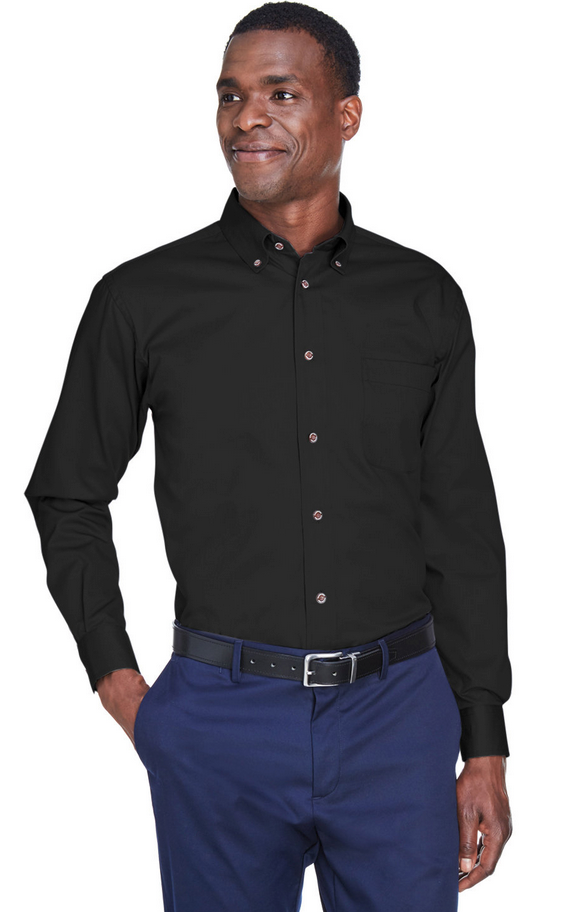 Harriton Men's Easy Blend™ Long-Sleeve Twill Shirt with Stain-Release