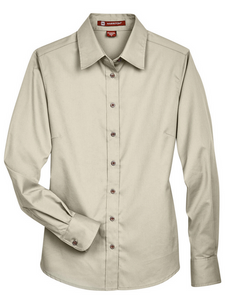 Harriton Ladies Easy Blend™ Long-Sleeve Twill Shirt with Stain-Release