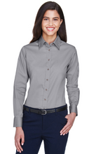 Load image into Gallery viewer, Harriton Ladies Easy Blend™ Long-Sleeve Twill Shirt with Stain-Release
